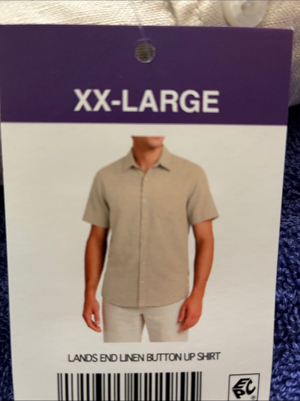 Lands' End Beige Short-Sleeve Linen Button-Up Shirt